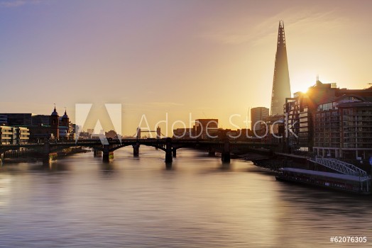Picture of City of London skyline at sunrise UK
